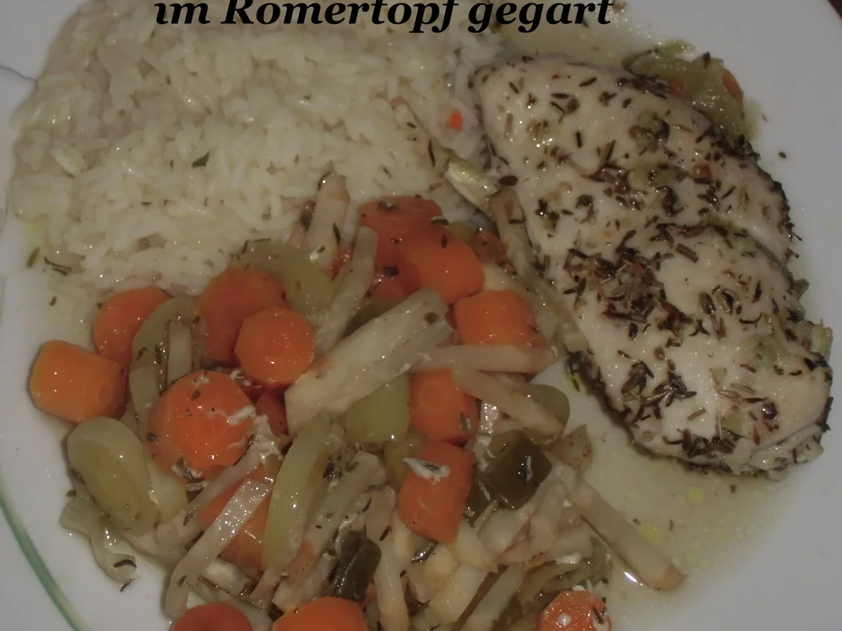 (Huhn) Hähnchen auf Gemüsebett im Römertopf - Rezept - Bild Nr. 954