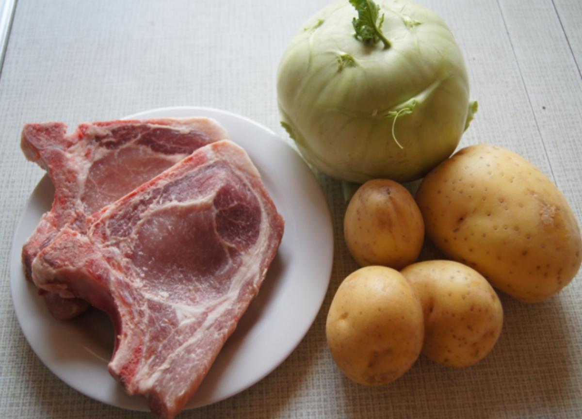 Stielkotelett mit Kohlrabigemüse und Kartoffelstampf - Rezept - Bild Nr. 1025