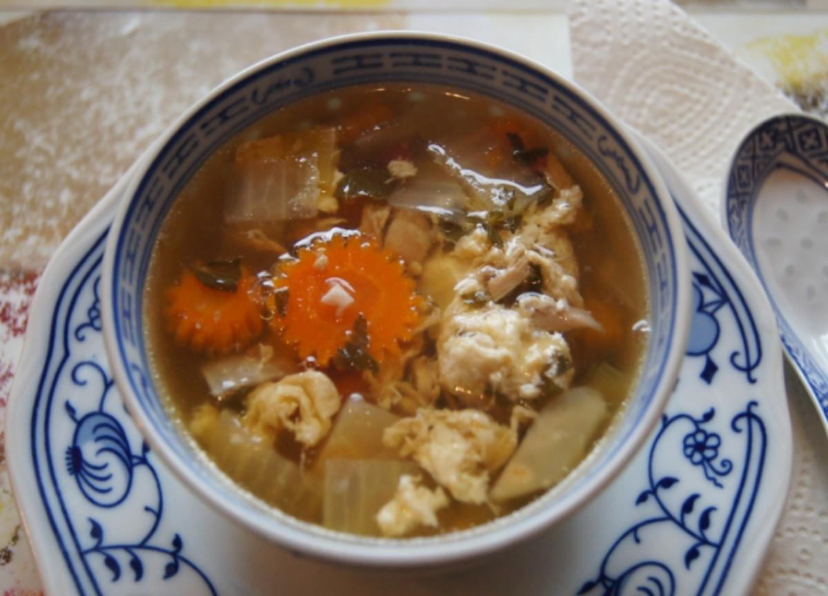 Hähnchensuppe mit Gemüse und Eierblumeneinlage - Rezept Eingereicht von
MausVoh