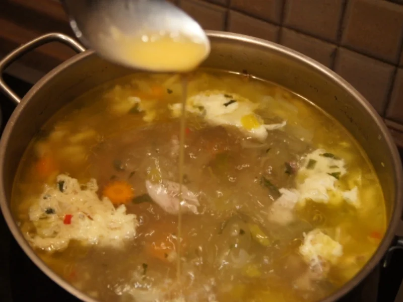 Hähnchensuppe mit Gemüse und Eierblumeneinlage - Rezept - Bild Nr. 1044