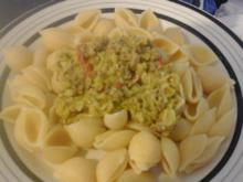 Porree-Rinddfleisch-Pasta und gemischten Salat - Rezept - Bild Nr. 1024