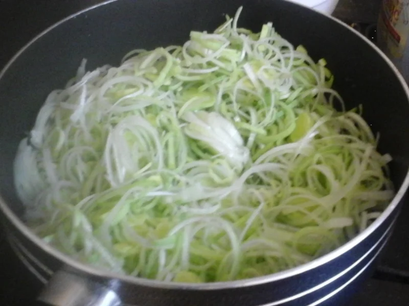 Porree-Rinddfleisch-Pasta und gemischten Salat - Rezept - Bild Nr. 1030