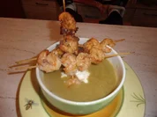 Süßkartoffel - Lauch- Suppe mit Garnellenspieße - Rezept - Bild Nr. 1028