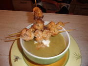 Süßkartoffel - Lauch- Suppe mit Garnellenspieße - Rezept - Bild Nr. 1028