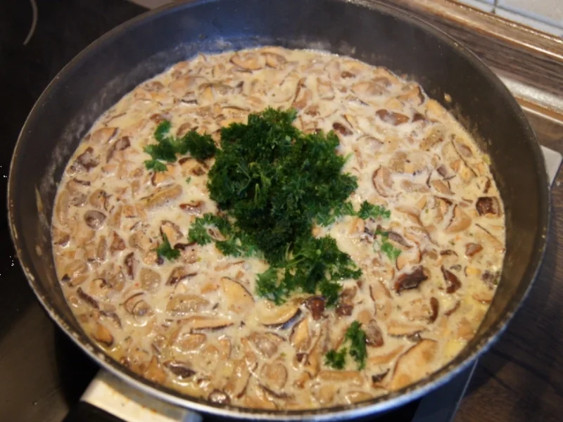 Waldpilz-Zwiebel-Rahmsauce mit Kartoffelknödeln - Rezept - Bild Nr. 1040