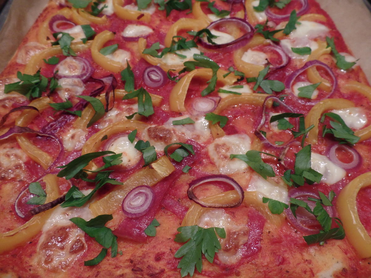 Salamipizza mit Mozzarella - Rezept - Bild Nr. 1034