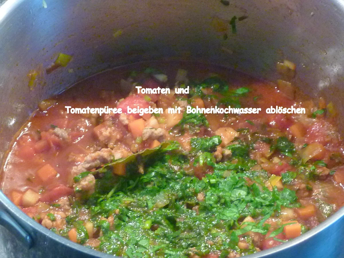 " Pasta e fasoi con salsicce " oder Pasta mit Böhnchen und Bratwürste - Rezept - Bild Nr. 1074