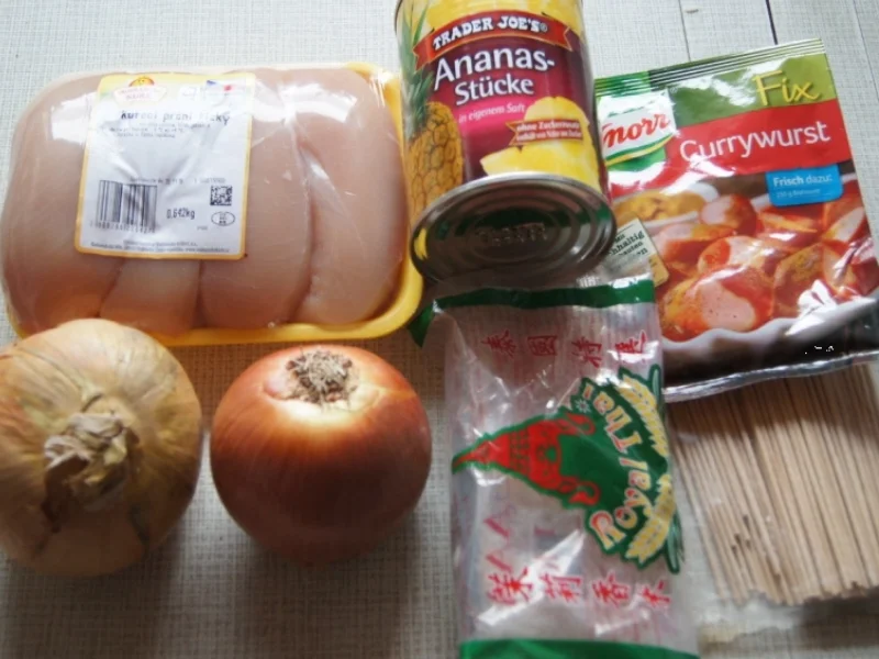 Hähnchenbrustfilet-Zwiebel-Schaschlik mit Currysauce süß-sauer und Zwiebel-Curry-Reis - Rezept - Bild Nr. 1148