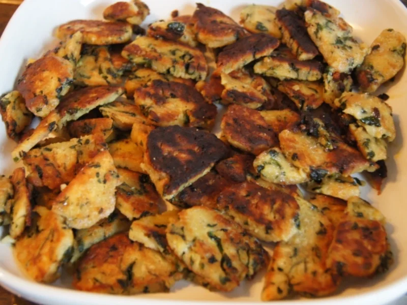 Gebratene Spinat-Semmelknödel mit Rote-Bete-Möhren-Gemüse und Rührei - Rezept - Bild Nr. 1126