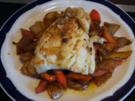 Kabeljau Filet auf Paprika-Gemüsezwiebel-Gemüse - Rezept - Bild Nr. 1195
