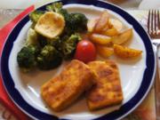 Tofuschnitzel mit Brokkoli und gebratenen Kartoffelspalten - Rezept - Bild Nr. 1207