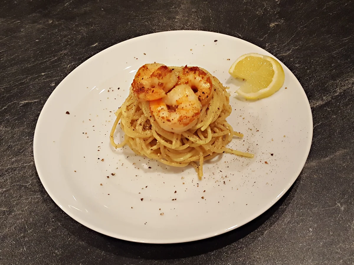 Zitronenspaghetti mit Garnelen Homemade - Rezept - Bild Nr. 1215
