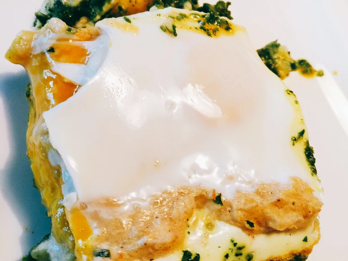 Rezept: BiNe` S SPINATAUFLAUF MIT KARTOFFELBREI & SPIEGELEIER Bild Nr. 1228 BiNe` S SPINATAUFLAUF MIT KARTOFFELBREI & SPIEGELEIER - Rezept - Bild Nr. 1228