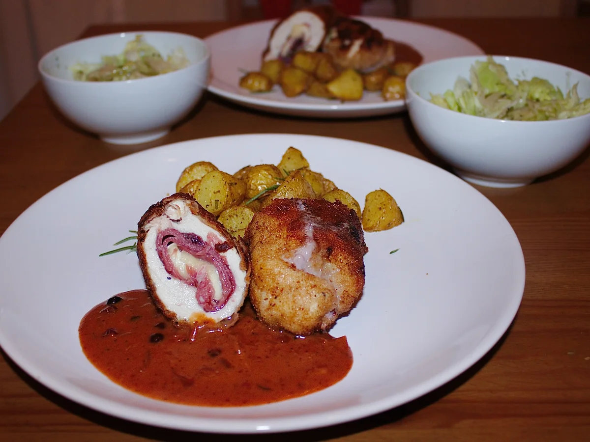 Winter - Hähnchen - Röllchen - Art Cordon bleu - Rezept - Bild Nr. 1281
