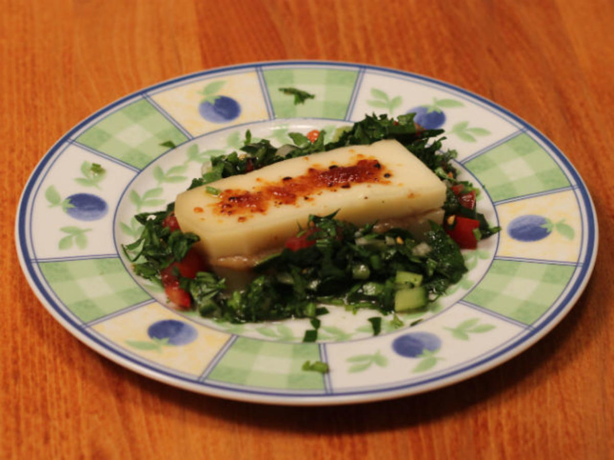 Gratinierter Ziegenkäse mit Feigensenf und Petersiliensalat - Rezept