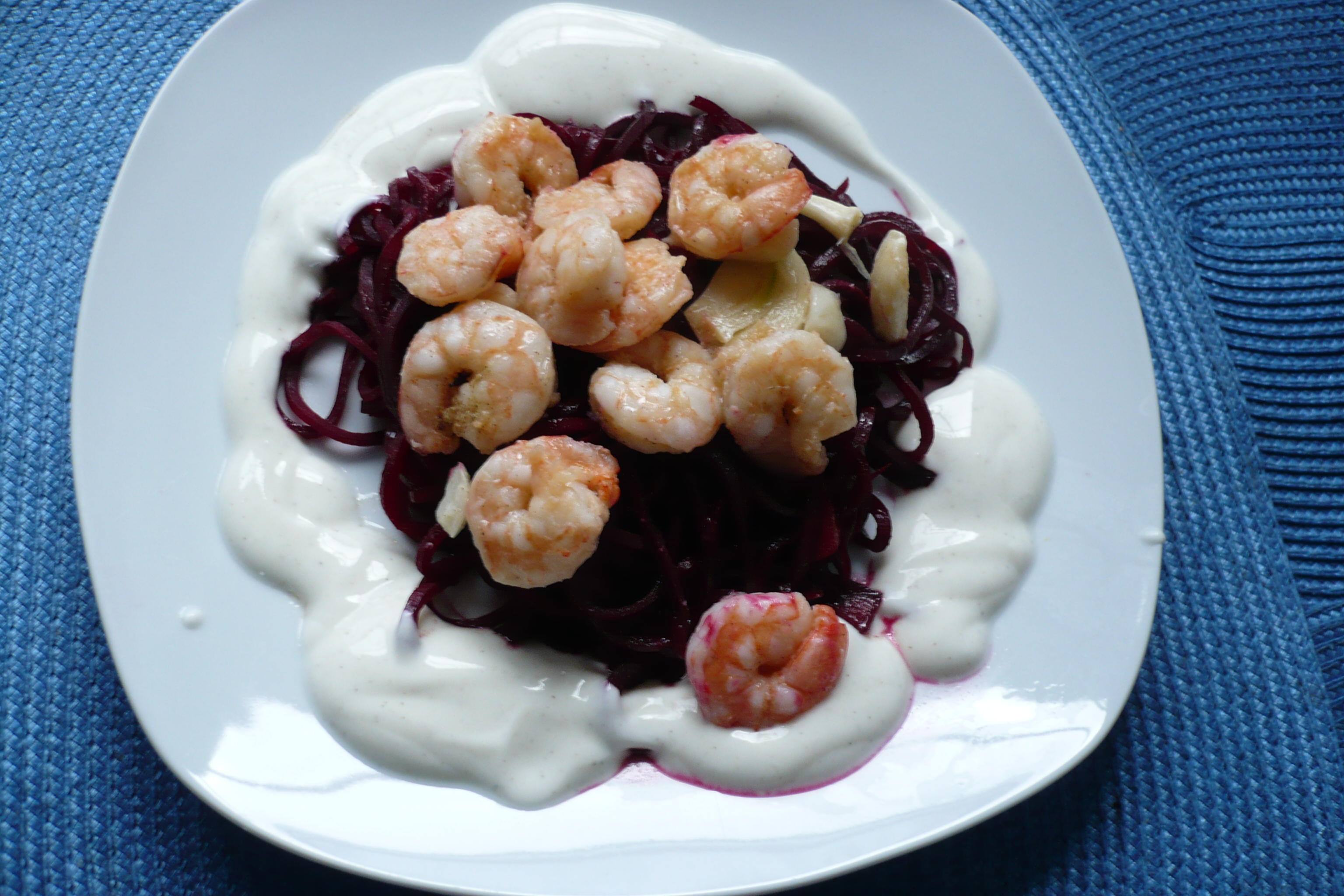 Bilder für Rote - Bete - Spaghetti mit Shrimps - Rezept