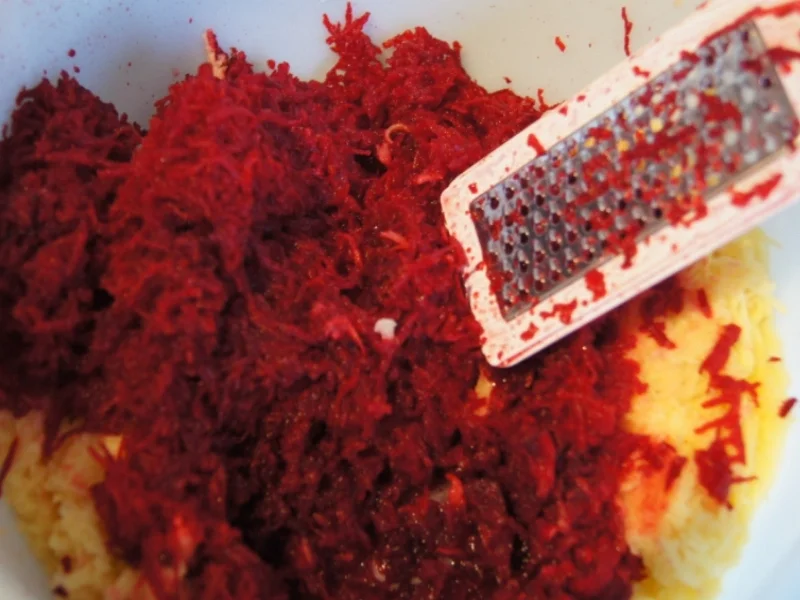 Rote Bete Puffer mit Räucherlachs und Jogurt-Meerrettich-Creme - Rezept - Bild Nr. 4