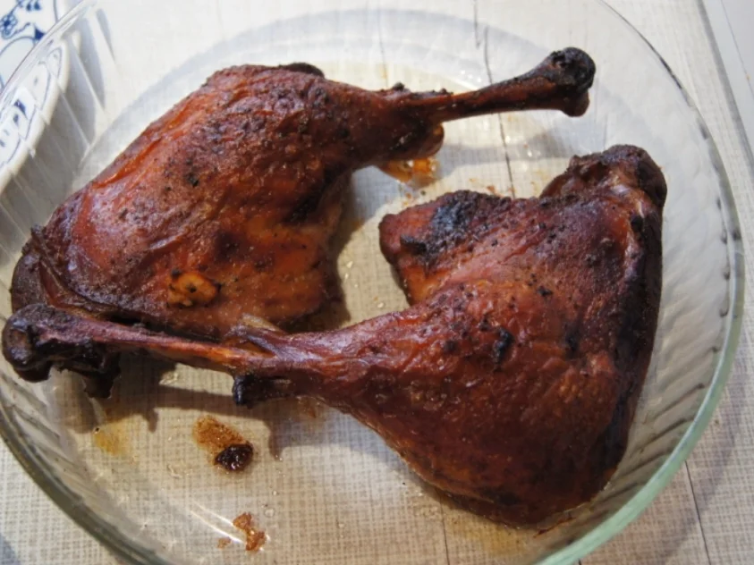 Gänsekeule mit Sauce, Rotkohl und halbseidene Knödel - Rezept - Bild Nr. 16