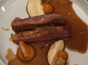 Französische Mais-Enten-Brust, dazu Spitzkohl, Sellerie und Mandarine - Rezept