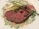 Kräuter-Roastbeef mit grüner Mayonnaise-Soße an Kartoffelgratin und Spitzkohl - Rezept - Bild Nr. 1482