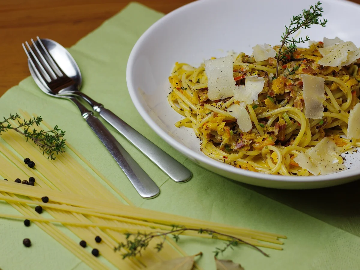 Kürbis-Weißwein-Specksoße mit Spaghetti - Rezept - Bild Nr. 3