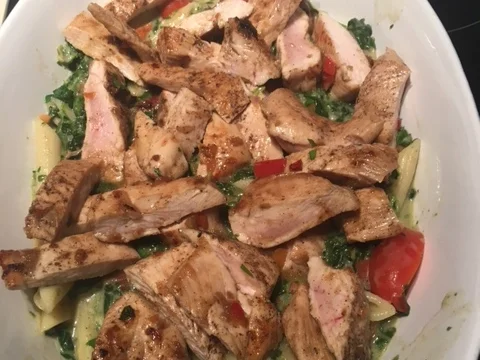 Rezept: Pasta Penne spinachi veg con Pollo di Marcello Bild Nr. 1550 Pasta Penne spinachi veg con Pollo di Marcello - Rezept - Bild Nr. 1550