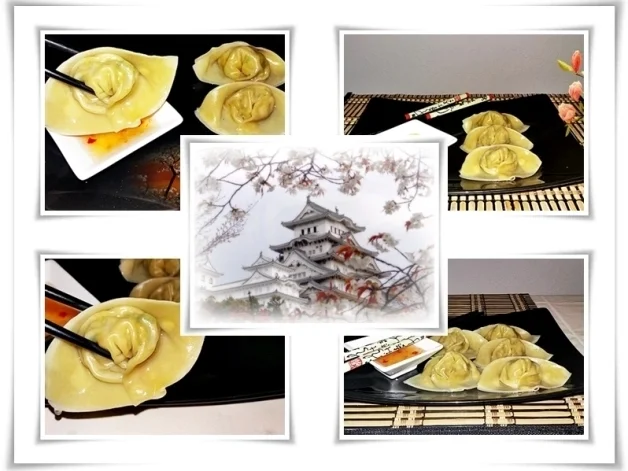 Chinesische  Dumplings (ړײ) mit würziger Füllung - Rezept - Bild Nr. 1591
