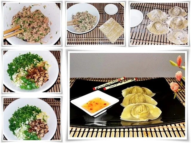 Chinesische  Dumplings (ړײ) mit würziger Füllung - Rezept - Bild Nr. 1597