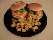 Rezept: Vegetarischer Burger mit Ofenkartoffeln Bild Nr. 1699 Vegetarischer Burger mit Ofenkartoffeln - Rezept - Bild Nr. 1699