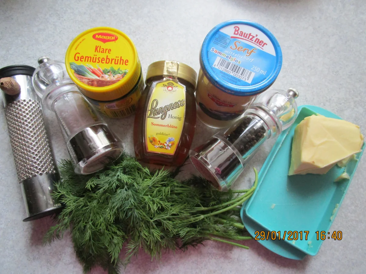 Rezept: Auflauf: Kabeljau mit Honig-Senfsauce und Spinat Bild Nr. 1716 Auflauf: Kabeljau mit Honig-Senfsauce und Spinat - Rezept - Bild Nr. 1716