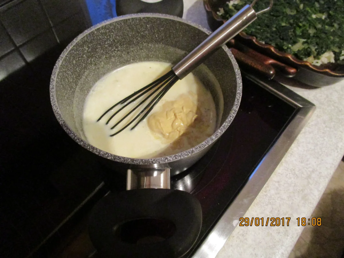 Rezept: Auflauf: Kabeljau mit Honig-Senfsauce und Spinat Bild Nr. 1728 Auflauf: Kabeljau mit Honig-Senfsauce und Spinat - Rezept - Bild Nr. 1728