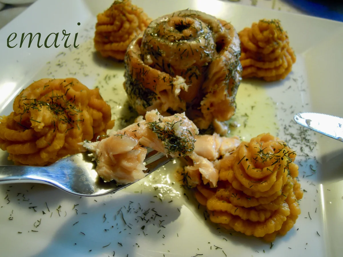 Rezept: Saiblings Törtchen mit Süßkartoffel Püree Bild Nr. 1738 Saiblings Törtchen mit Süßkartoffel Püree - Rezept - Bild Nr. 1738