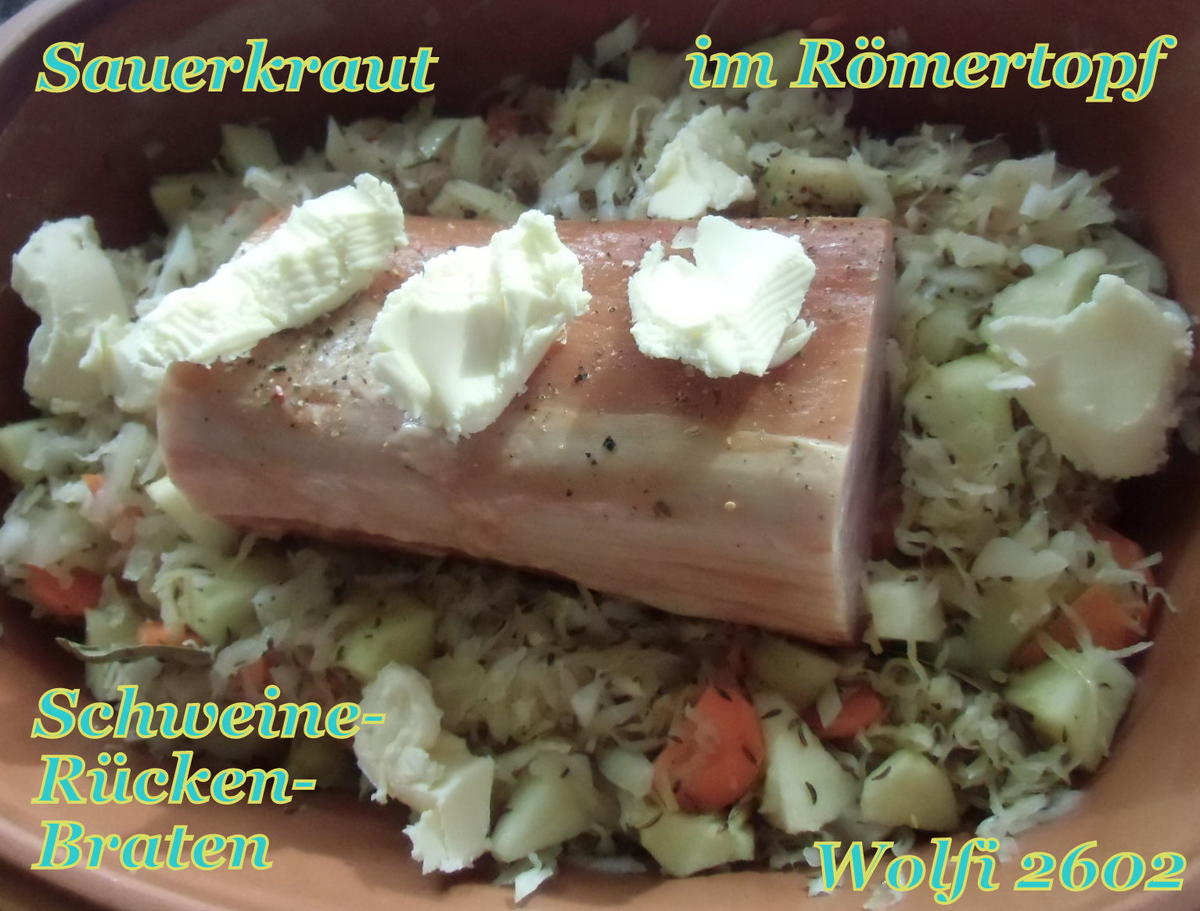 (Schweine) Kasseler-Rücken-Braten mit Sauerkraut aus dem Römertopf - Rezept - Bild Nr. 1742