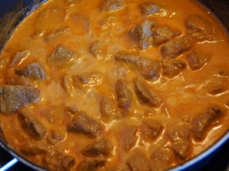 Schweinefilet-Sahne-Gulasch mit Möhrenblüten und Süßkartoffel-Sellerie-Stampf - Rezept - Bild Nr. 1762