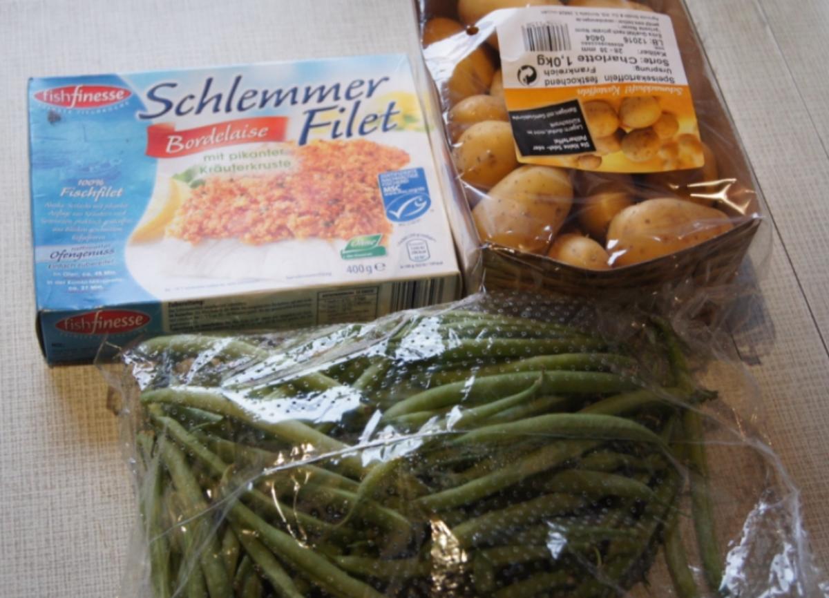 Schlemmer Filet mit grünen Bohnen und Pellkartoffeldrillingen - Rezept - Bild Nr. 3