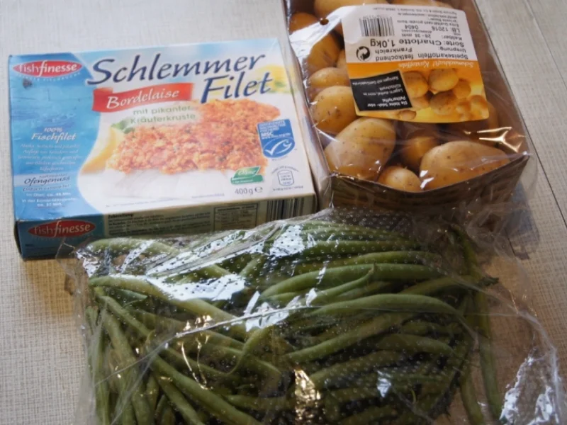 Rezept: Schlemmer Filet mit grünen Bohnen und Pellkartoffeldrillingen Bild Nr. 3 Schlemmer Filet mit grünen Bohnen und Pellkartoffeldrillingen - Rezept - Bild Nr. 3