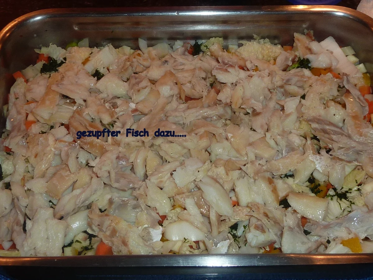 Rezept: Klippfisch Auflauf mit Gemüse, à la Creme Bild Nr. 1767 Klippfisch Auflauf mit Gemüse, à la Creme - Rezept - Bild Nr. 1767