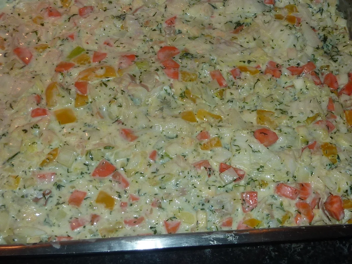 Rezept: Klippfisch Auflauf mit Gemüse, à la Creme Bild Nr. 1771 Klippfisch Auflauf mit Gemüse, à la Creme - Rezept - Bild Nr. 1771