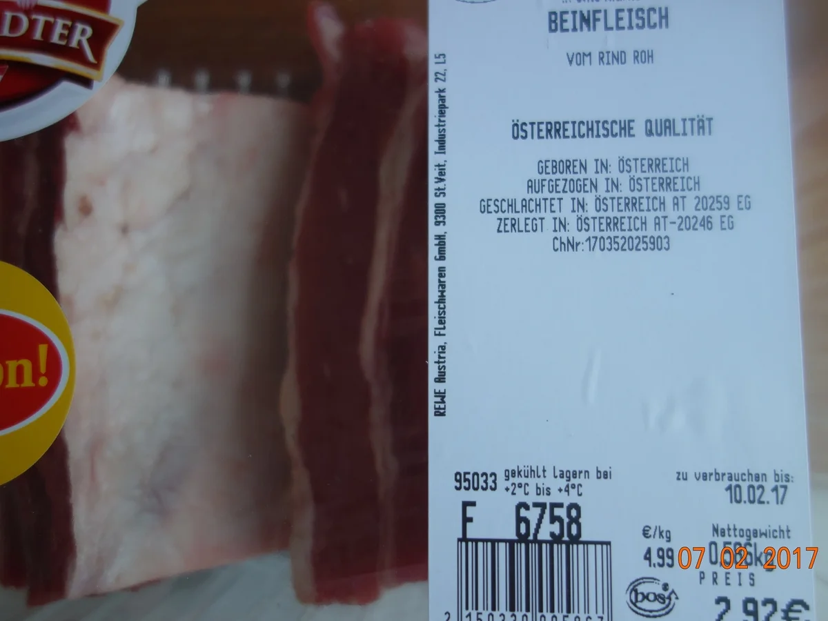 Rind: Beinfleisch und  Tafelspitz zum kochen; - Rezept - Bild Nr. 1821