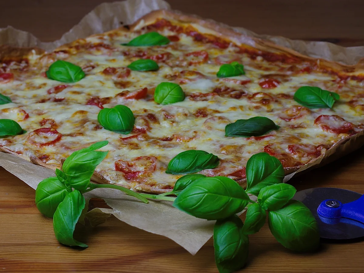Tomate-Käse-Pizza mit Basilikum - Rezept - Bild Nr. 2075