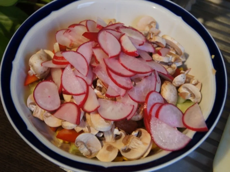 Gemischter Salat mit Soja-Essig-Dressing und Party Garnelen - Rezept - Bild Nr. 2103