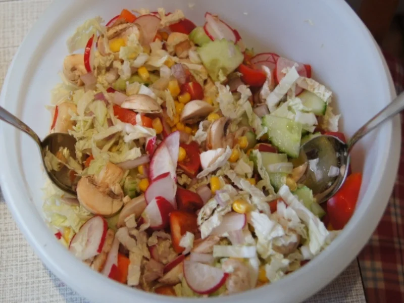 Gemischter Salat mit Soja-Essig-Dressing und Party Garnelen - Rezept - Bild Nr. 2105