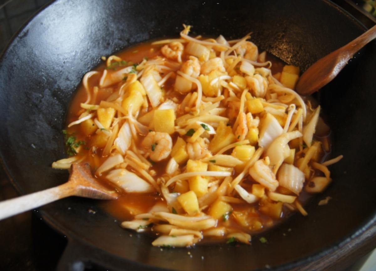 Garnelen-Gemüse-Wok süß-sauer mit Curry Basmati Reis - Rezept - Bild Nr. 2173
