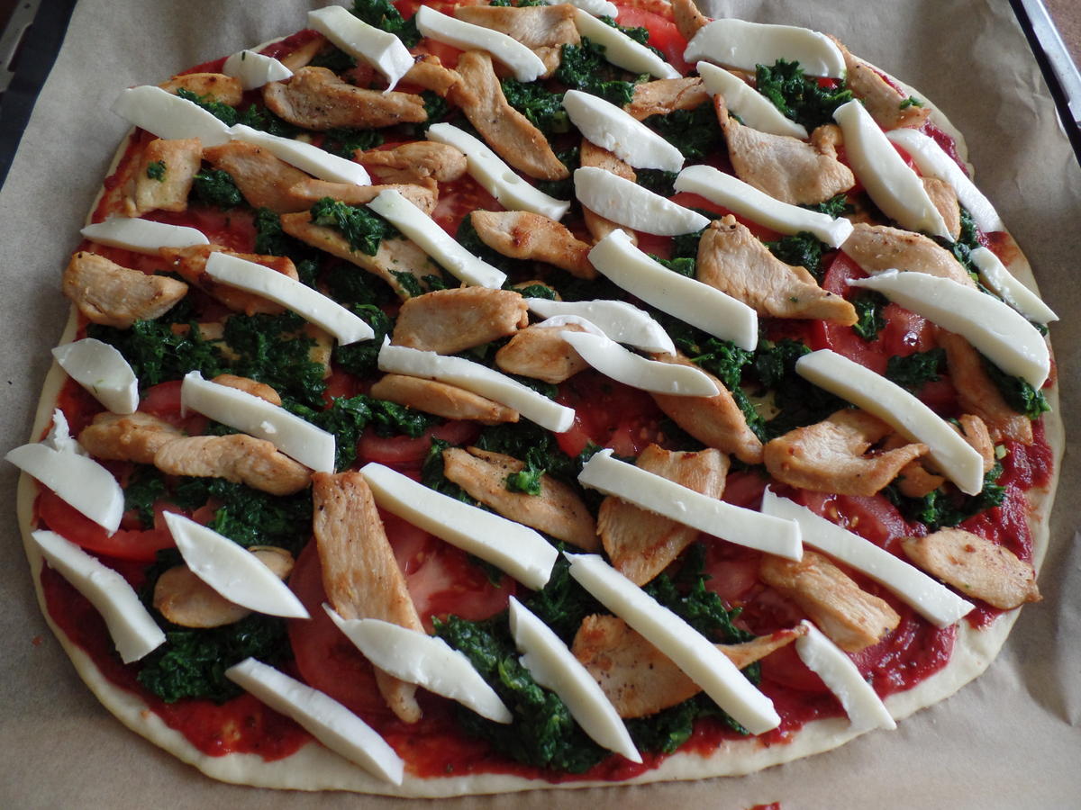 Hähnchen-Spinat -Pizza - Rezept - Bild Nr. 2218