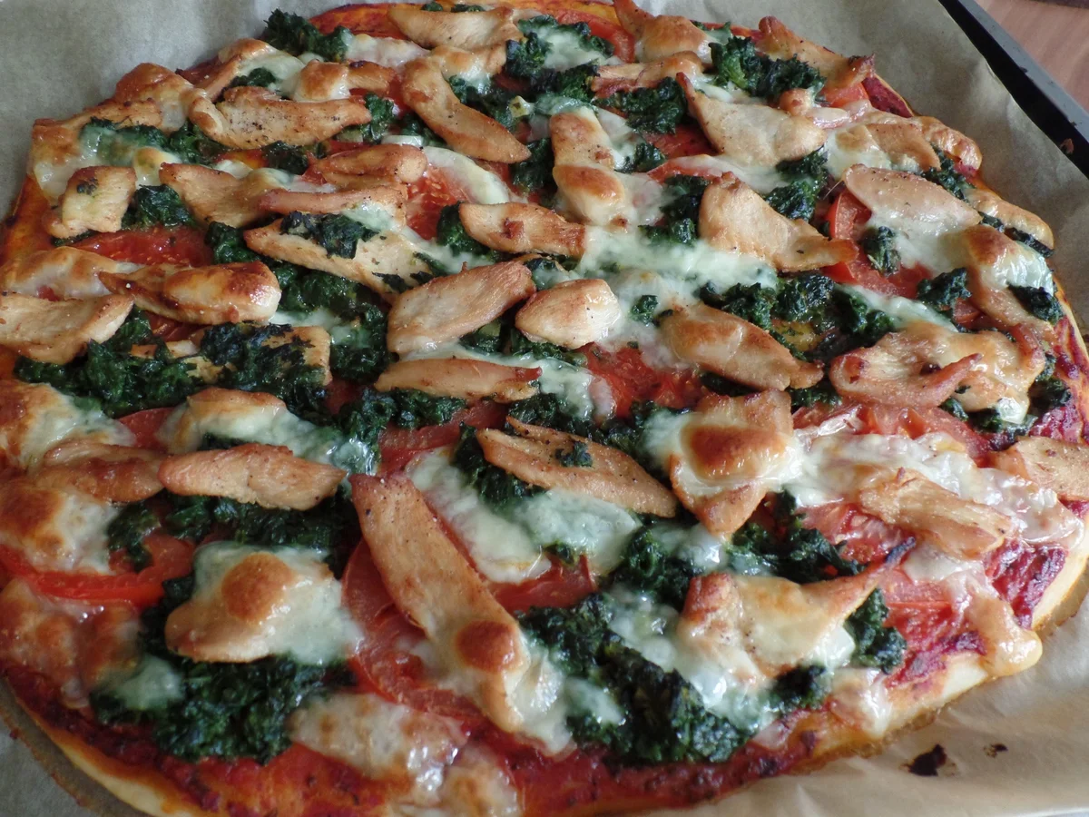 Rezept: Hähnchen-Spinat -Pizza Bild Nr. 2219 Hähnchen-Spinat -Pizza - Rezept - Bild Nr. 2219