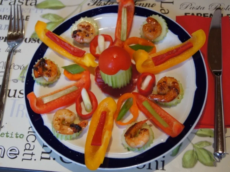 Bunter Gemüseteller mit Party Crevetten - Rezept - Bild Nr. 5