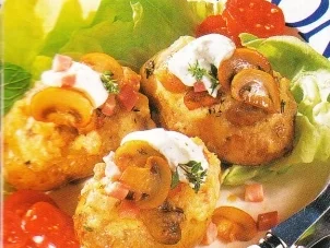 Ofenkartoffeln mit Schinken Pilz Soße - Rezept