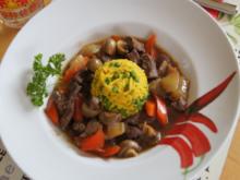 Kalbsleber im Wok mit Gemüse und Curryreis mit Erbsen - Rezept - Bild Nr. 2320