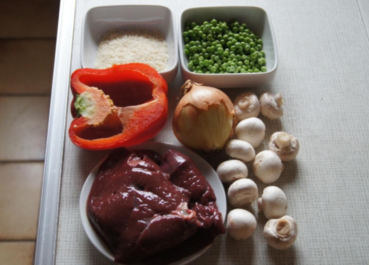 Kalbsleber im Wok mit Gemüse und Curryreis mit Erbsen - Rezept - Bild Nr. 2321