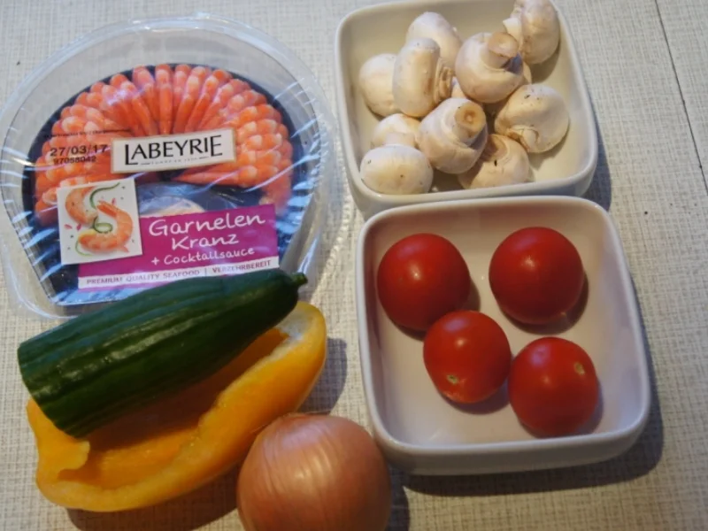 Garnelenteller mit warmen und kalten Gemüse - Rezept - Bild Nr. 3